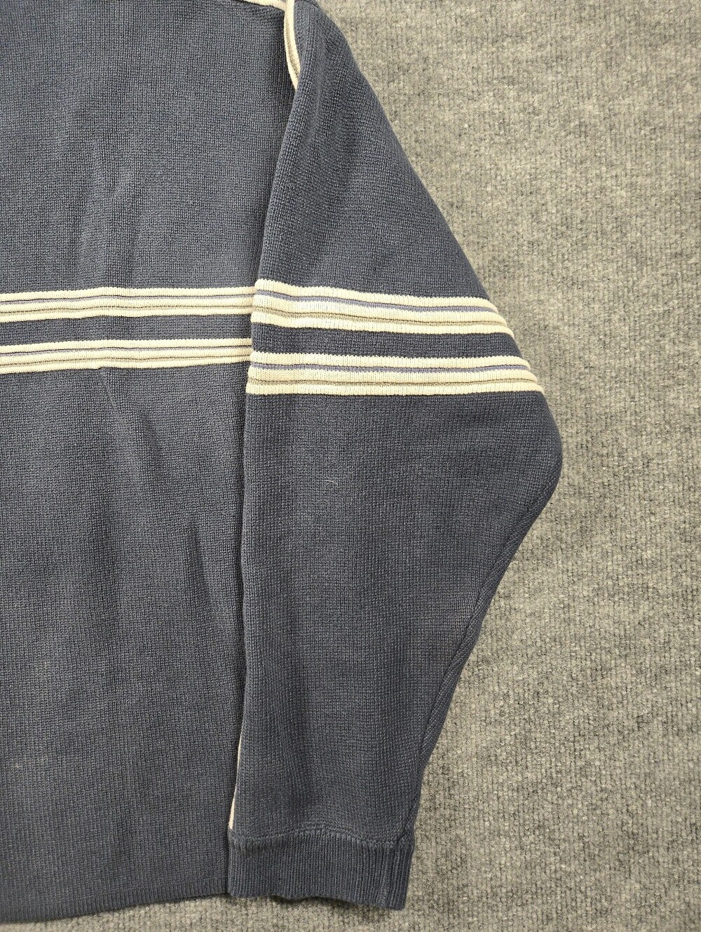 Vintage Quiksilver 90s Knit Sweater Large Blue Boxy Striped Crewneck Skater Surf - Picture 10 of 13